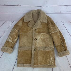 Vintage french creek sheep and wool company shearling Patchwork jacket Size 38